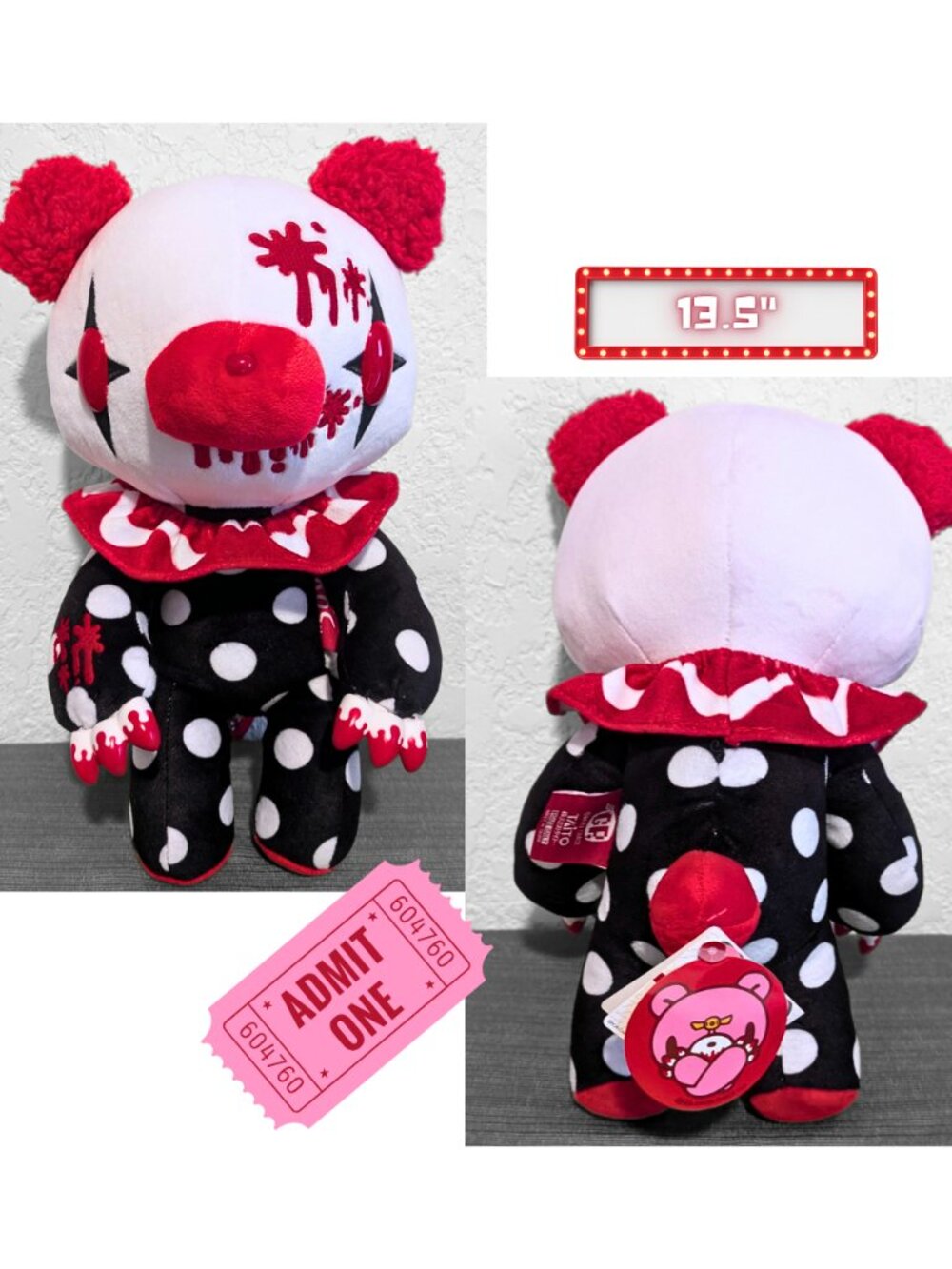 2024 Gloomy Bear Sketchy Clown Plush CHAX GP Taito Limited Edition NWT 13.5"